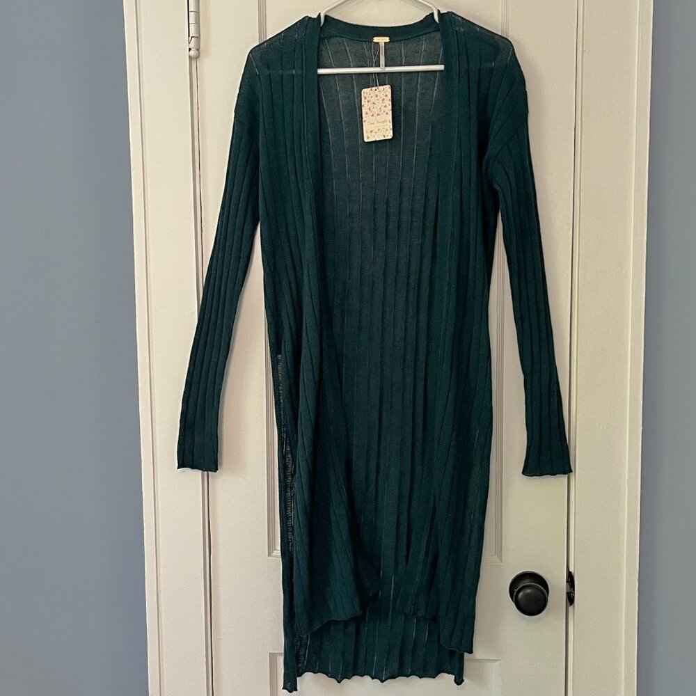 Free People ribby rib cardigan sweater NWT size small linen lightweight boho